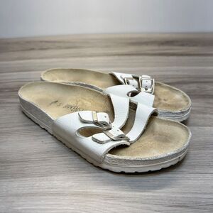 Birkenstock Ibiza White Birko-Flor Slide Slip On Sandals Womans Size 37 US 6